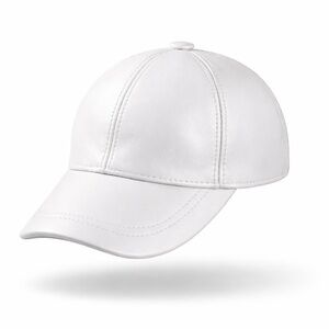 White Leather Baseball Cap - Real Lambskin Leather Hat for men NWT